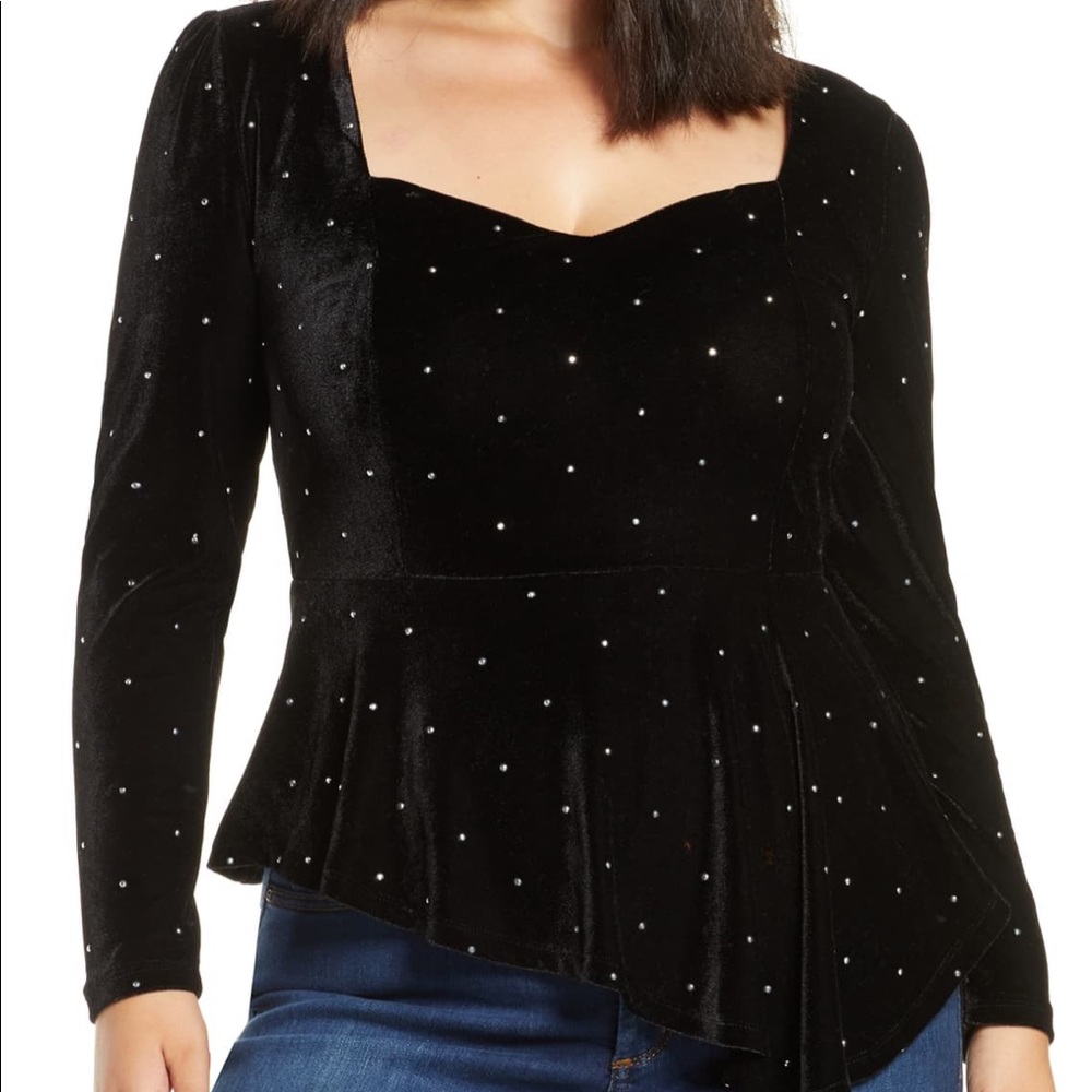 Plus Size Eloquii Peplum Velvet Top NWT